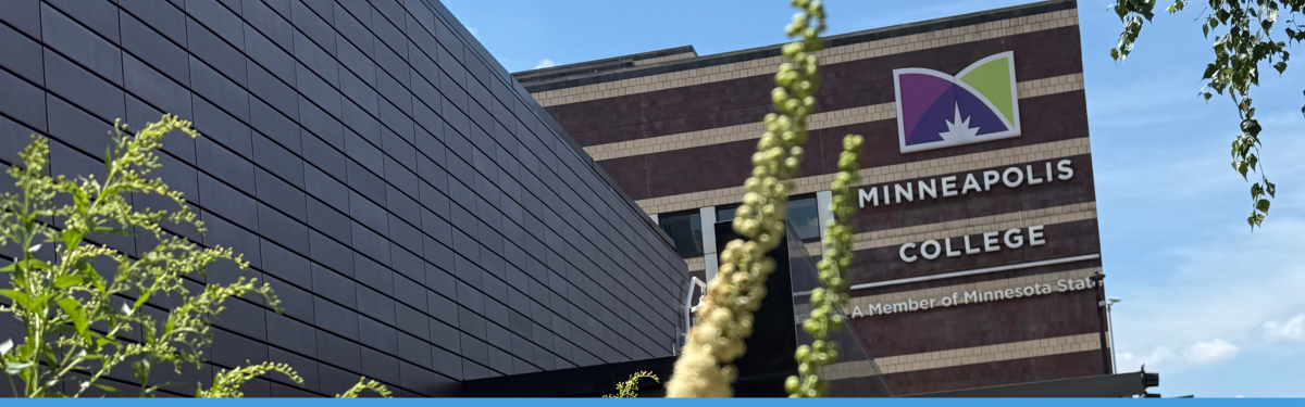 Minneapolis College building with logo view 