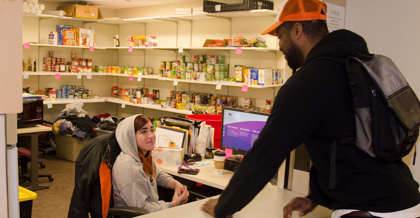 Student at Amy's Student Food Depot in the Helland Center