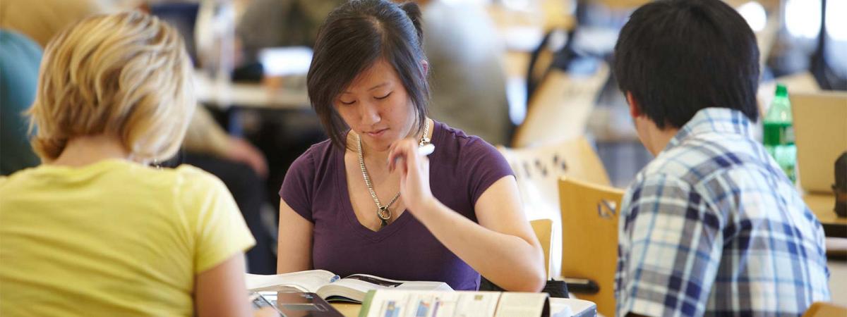 Students studying at a table