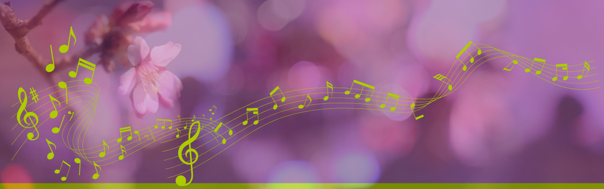 Musical notes over colorful background