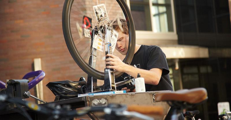 bike wheel in repair
