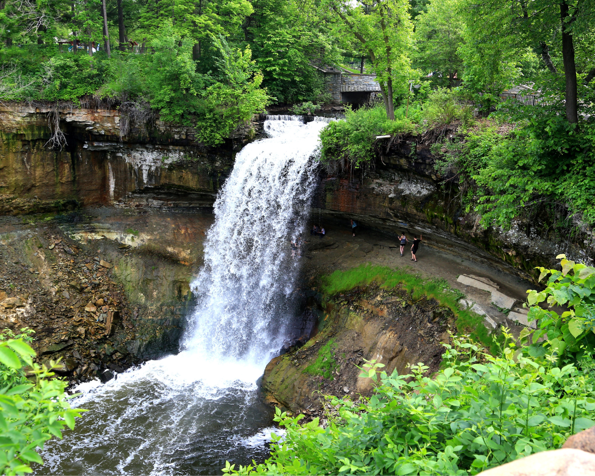 waterfall at Minnehaha in summer