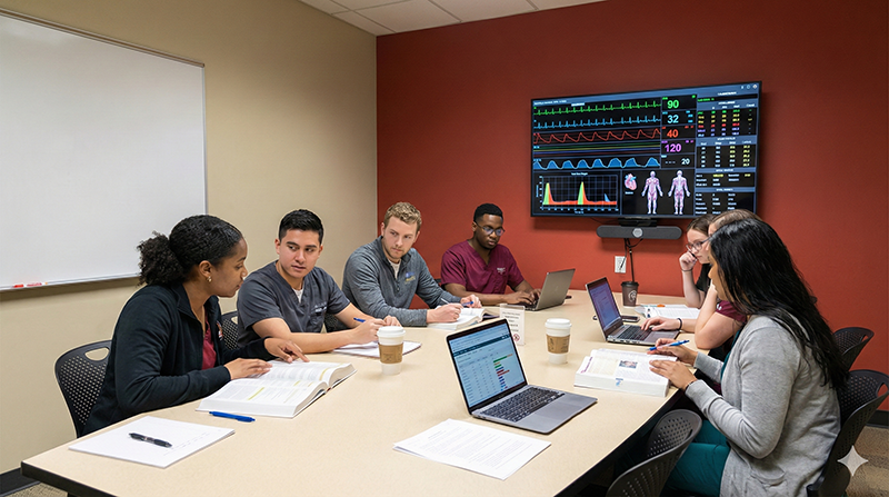 Students working together in a study room