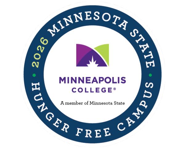 2026 Minnesota State Hunger Free Campus Seal with Minneapolis College logo.