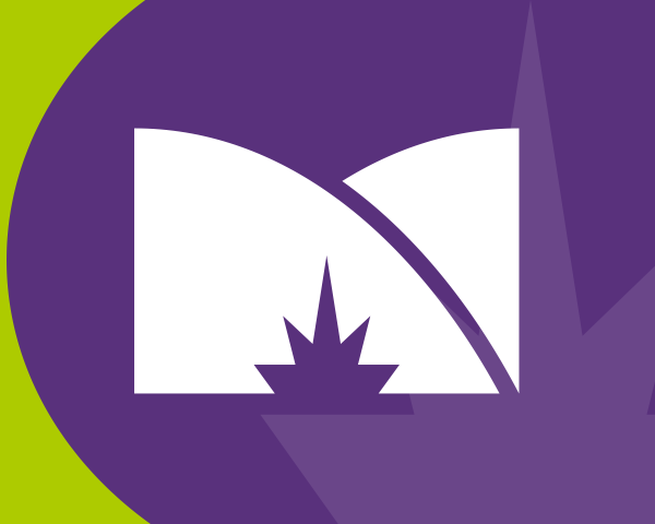 An M logo mark over a branded purple background. 