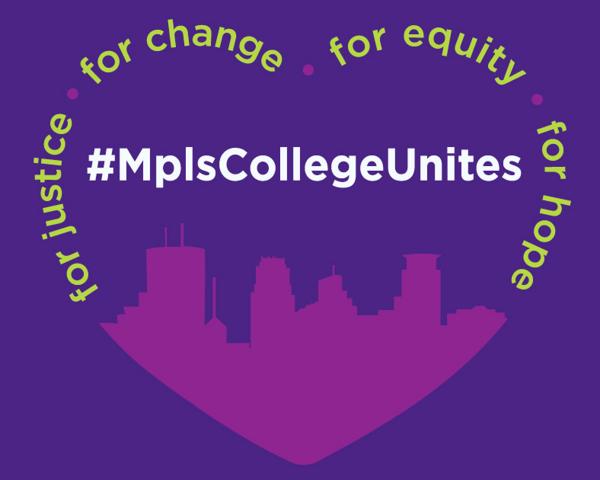 #MplsCollegeUnites logo