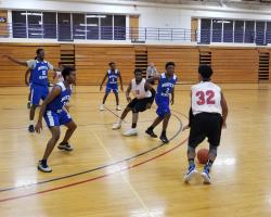 students playing basketball