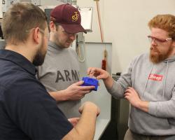 students looking at a dye