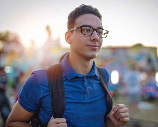 Student with backpack