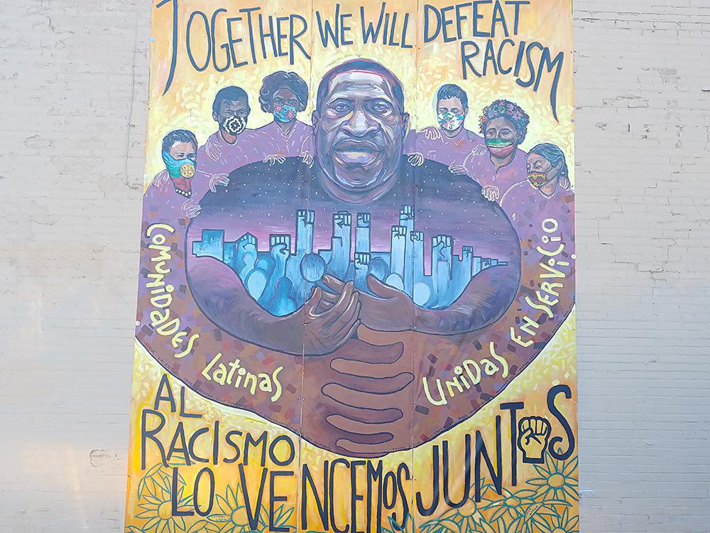 Corner of Chicago Ave. S. and E. Lake St. Together, we will defeat racism