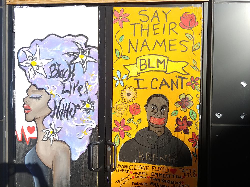 Corner of Hennepin Ave. and W. Lake St. Balck Lives Matter, Say Their Names