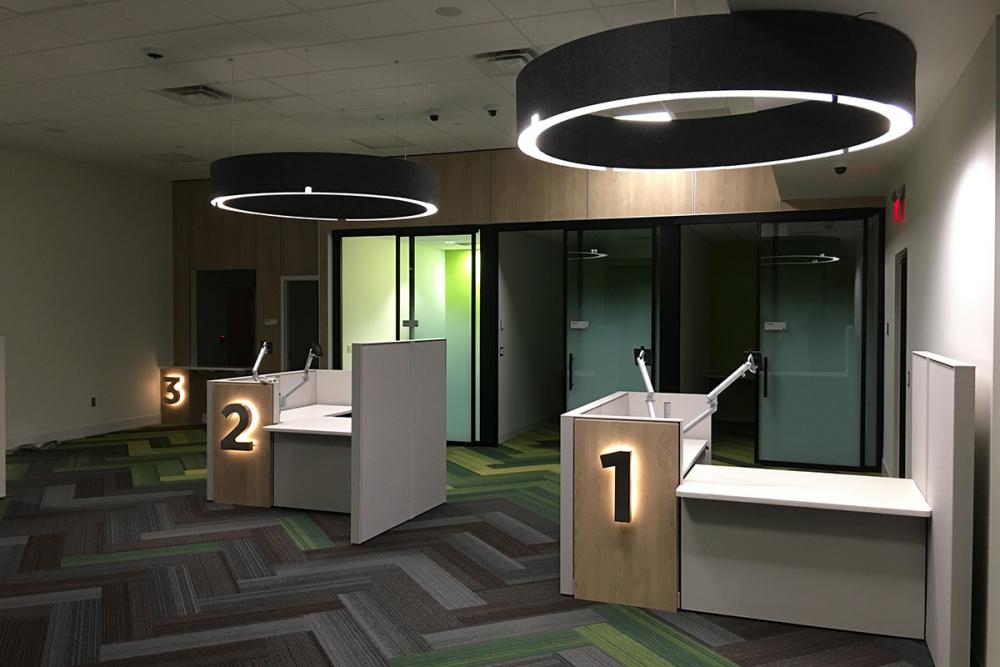 showing kiosks 1 & 2 & 3 in the new student services showing kiosks in the new student services